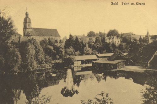 Suhl, Thringen: Teich mit Kirche