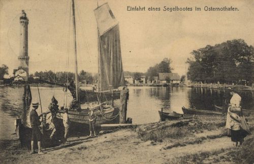 Swinemnde, Pommern: Osternothafen, Einfahrt eines Segelbootes