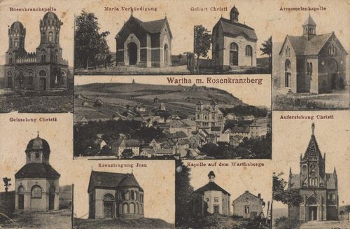 Wartha (Guttau), Sachsen: Stadtansicht mit Rosenkranzberg; Gebudeansichten