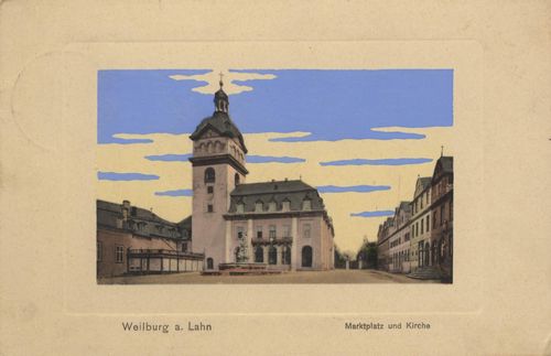 Weilburg, Hessen: Marktplatz und Kirche