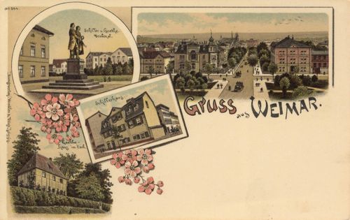 Weimar, Thringen: Goethe-Schiller-Denkmal; Schifferhaus; Goethehaus im Park