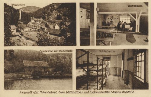 Wendefurth (Harz), Sachsen-Anhalt: Jugendheim; Tagesraum; Spielwiese mit Badeteich