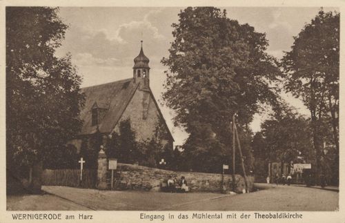 Wernigerode a. Harz, Sachsen-Anhalt: Eingang in das Mhlental mit der Theobaldikirche
