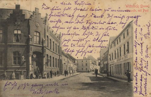 Wittstock a. Dosse, Brandenburg: Glinzstrae mit Postamt