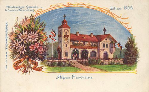 Zittau, Sachsen: Oberlausitzer Gewerbe- und Industrie Ausstellung 1902, Alpenpanorama