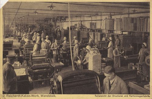 Kakao-Werk, Teilansicht der Druckerei und Kartonnagenfabrik