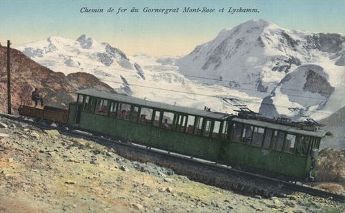 Eisenbahn am Gornergrat Mont-Rose und Lyskamm
