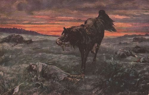 Toter Soldat mit Pferd