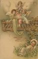 Engel mit Christkind im Garten