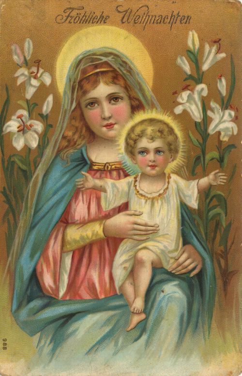 Maria mit Kind und Lilien