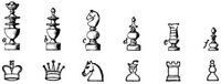 1609. Schachfiguren (natürlich und schematisch.).