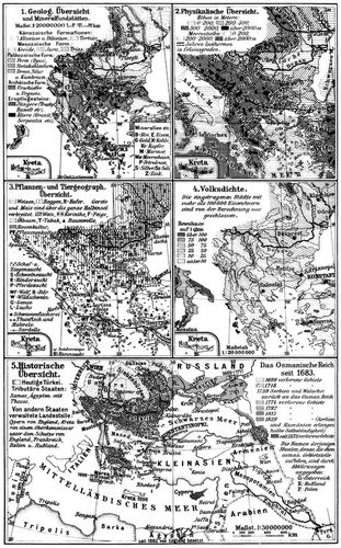 Balkanhalbinsel. II. (Karten) 1. Geolog. Übersicht und Mineralfundstätten. 2. Physikalische ...
