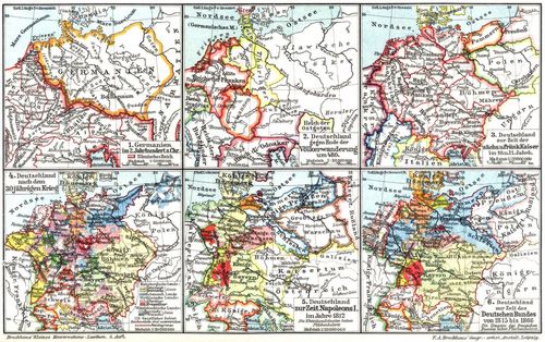 Deutsches Reich. II. (Karten) 1. Germanien im 2. Jahrhundert n. Chr. 2. Deutschland nach der ...