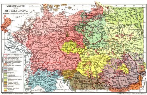 Deutschtum. I. (Karte) Völkerkarte von Mitteleuropa
