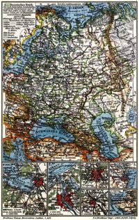 Europäisches Russland. I. (Karten) 1. St. Petersburg 2. Riga 3. Moskau 4. Warschau 5. Odessa 6. Sewastopol