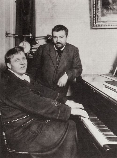Bulla, Karl Karlovič: aljapin am eigenen Klavier, mit Alexander Ivanovič Kuprin, St. Petersburg
