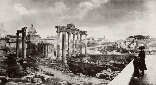 Italienischer Photograph um 1857: Das Forum Romanum von der Via del Campidoglio aus