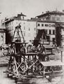 Italienischer Photograph um 1877: Der Bau der Not-Brücke von Ripetta
