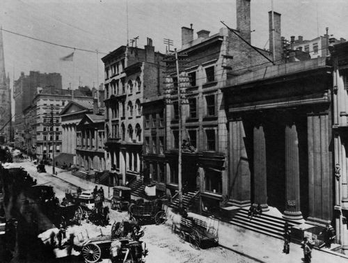 Amerikanischer Photograph um 1882: Die Wall Street von der William Street