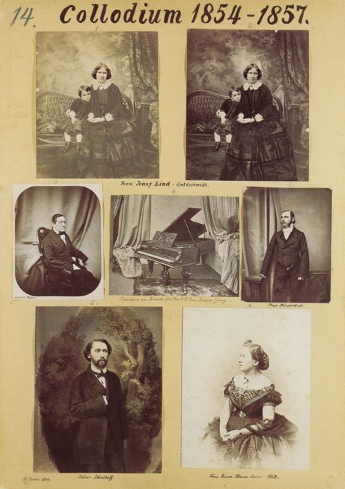 Deutscher Photograph um 1854-1857: Lehrtafel Nr. 14 mit 7 Photographien, zum Kollodiumverfahren, Aufnahmen: Dresden