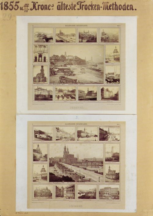 Deutscher Photograph um 1855: Lehrtafel Nr. 29 zur Trockenmethode. Aufnahmen: Dresden