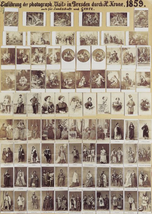 Deutscher Photograph um 1859: Lehrtafel Nr. 37 mit 87 Photographien zur Einfhrung der Visitkartenformate, Aufnahmen: Dresden