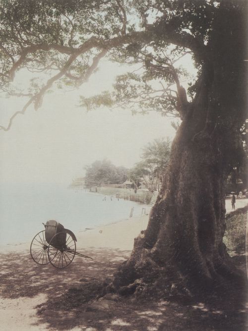 Japanischer Photograph um 1890: Uferpromenade des Hakone-Sees