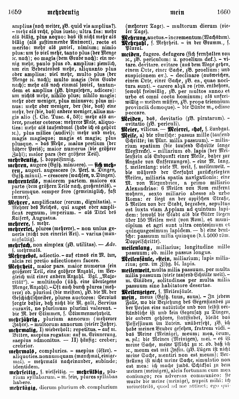 Karl Ernst Georges: Kleines deutsch-lateinisches Handwörterbuch. Hannover und Leipzig <sup>7</sup>1910 (Nachdruck Darmstadt 1999) S. 1660