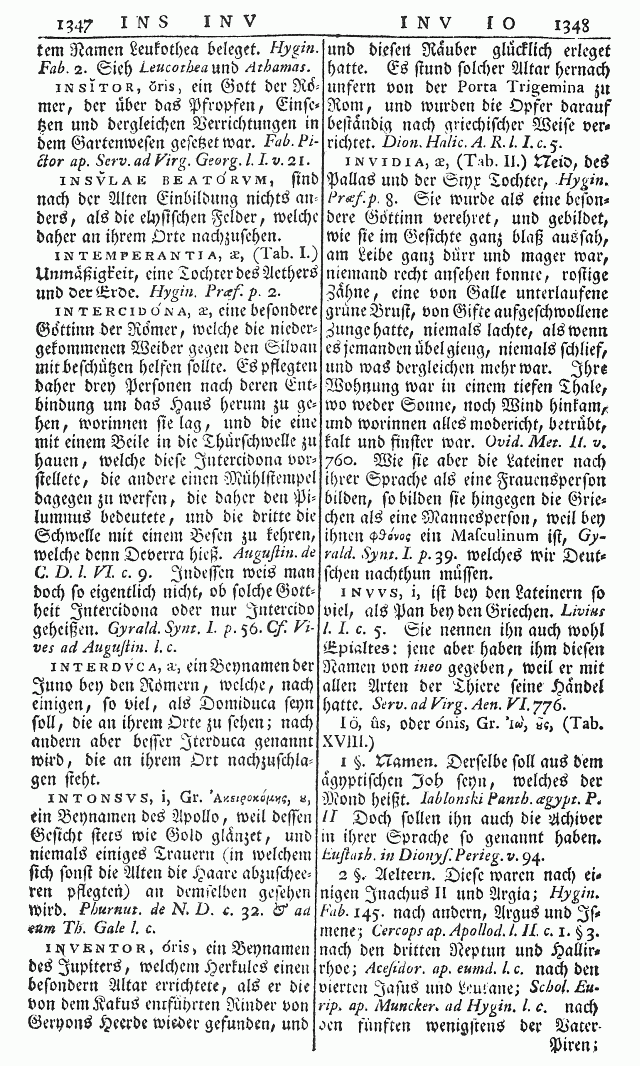 Hederich, Benjamin: Gründliches mythologisches Lexikon. Leipzig 1770. S. 1348