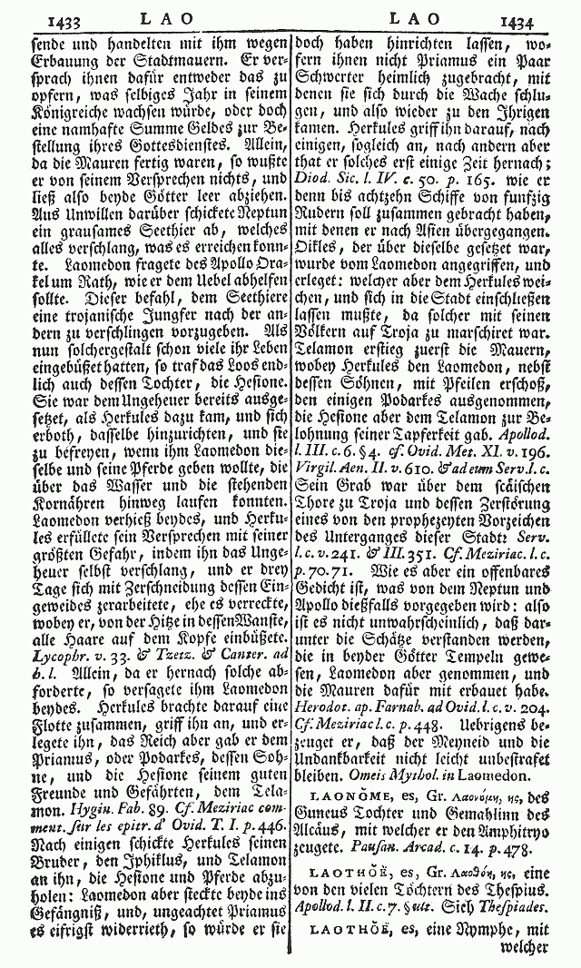 Hederich, Benjamin: Gründliches mythologisches Lexikon. Leipzig 1770. S. 1434
