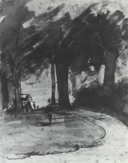 Landschaft mit Bumen (Park bei Paris), 1903). Tuschpinsel, 25,6  20,6 cm. Mnchen, Nachla. Katalog der Werke Nr. 263