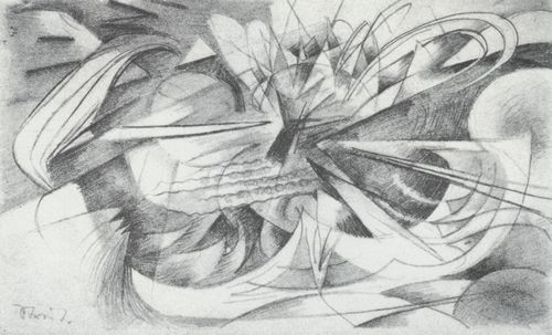 'Streit', 1915. Bleistift, 9,8 × 16 cm. Blatt 24 des Skizzenbuchs aus dem Felde. München, Staatliche Graphische Sammlung. Katalog der Werke Nr. 690