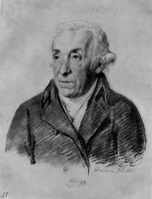 Carl Vogel von Vogelstein, Bildnis des Kupferstechers Adrian Zingg. Kreidezeichnung, weiß gehöht, 1813