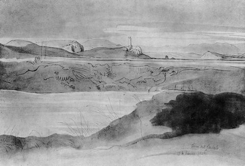 Ludwig Richter, Torre del Quinto. Feder, Bleistift und Tusche 11. Febr. 1826