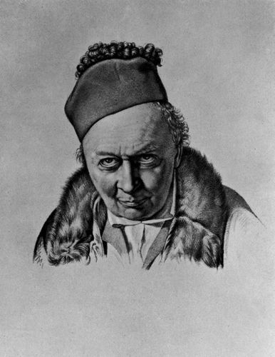 Karl Küchler, Bildnis des Malers Joseph Anton Koch. Kreidezeichnung, weiß gehöht