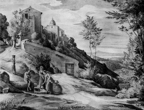 Julius Schnorr von Carolsfeld, Castell Gandolfo. Feder und Tusche 1822
