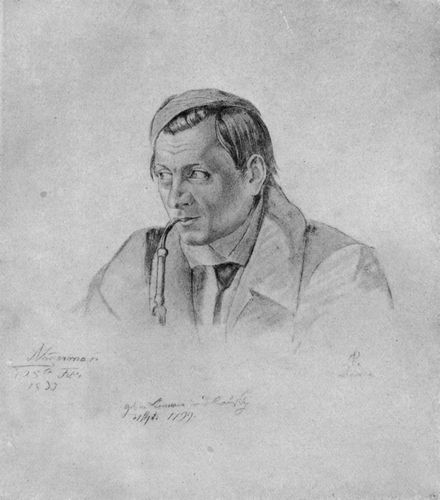 Karl Peschel, Der Maler Adolph Zimmermann. Bleistift und Tusche, weiß gehöht, 25. Februar 1833