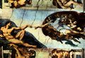 Michelangelo Buonarroti: Sixtinische Kapelle, Deckenfresko zur Schöpfungsgeschichte, Hauptszene: Der Schöpfergott erschafft Adam