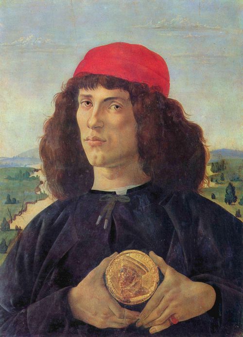 Botticelli, Sandro: Portrt eines Mannes mit der Medaille Cosimos d. .