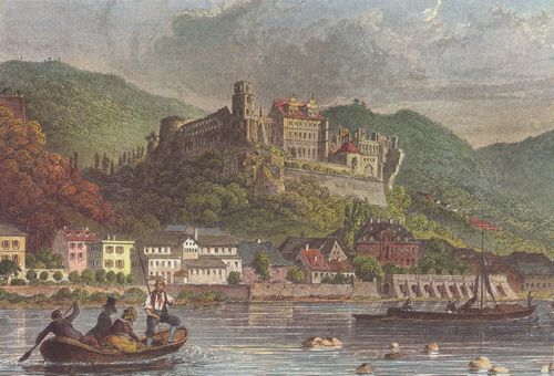 Willmann, Eduard: Heidelberg, Blick auf die Burg (Altes Schloss) vom Neckar aus