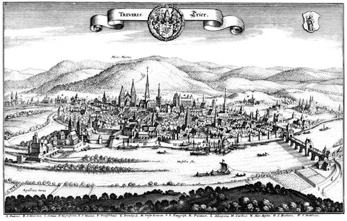 Merian d. ., Matthus: Trier, Ansicht von Nordwesten