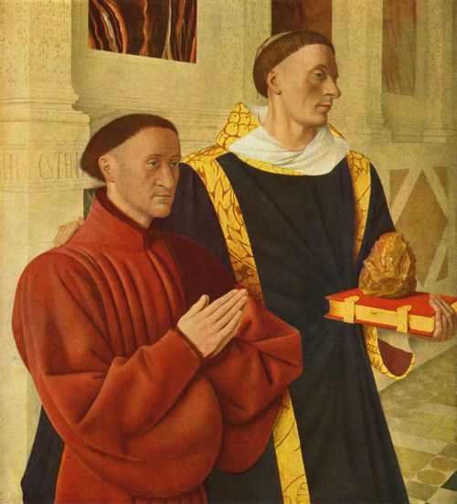 Fouquet, Jean: Portrt des tienne Chevalier mit dem Hl. Stephan