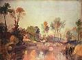 Turner, Joseph Mallord William: Haus am Fluss mit Bäumen und Schafen (House beside the River, with Trees and Sheep)