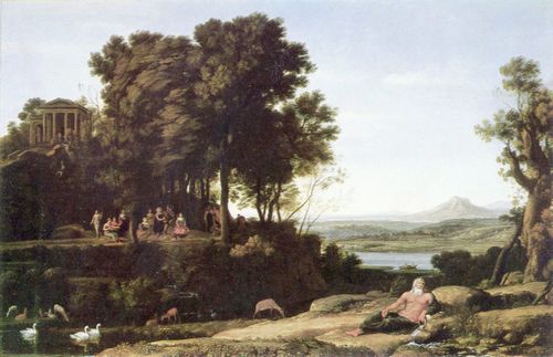 Lorrain, Claude: Landschaft mit Apollo, den Musen und einem Flussgott