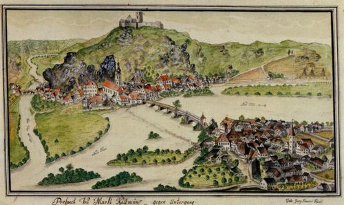 Hmmerl d. J., Johann Georg: Kallmnz (b. Regensburg), Ansicht mit Burgberg von Sdosten