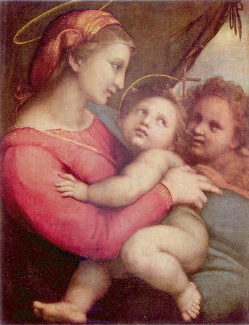 Raffael: Madonna della Tenda, Szene: Maria mit Christuskind und Johannes dem Tufer