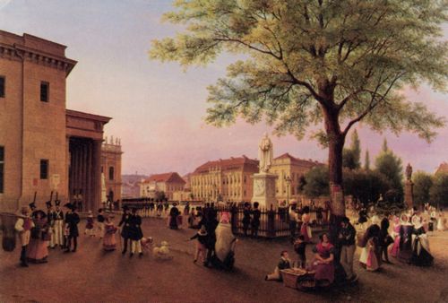 Brcke, Johann Wilhelm: Berlin, Unter den Linden mit Blick auf Kronprinzenpalais