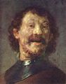 Rembrandt Harmensz. van Rijn: Bste eines lachenden Mannes in Halsberge