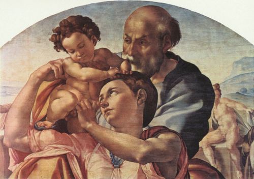 Michelangelo Buonarroti: Die Heilige Familie, Tondo, Detail
