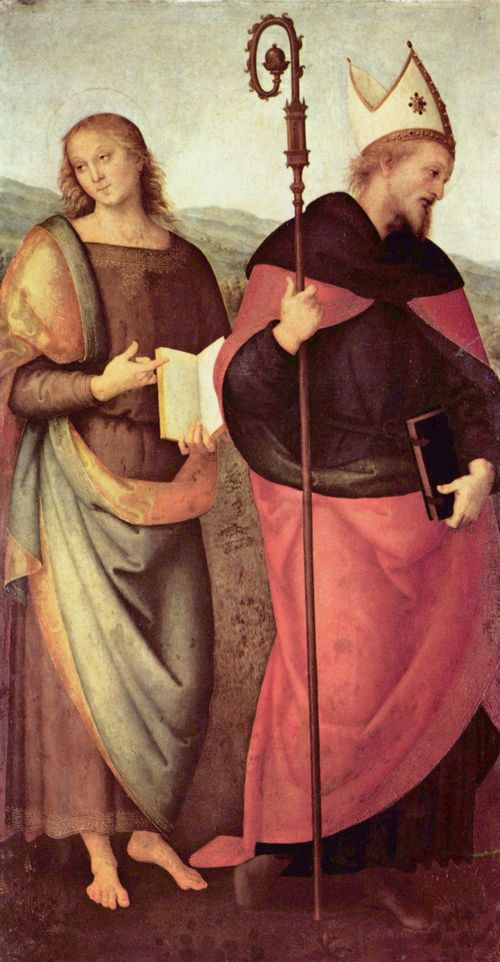 Perugino, Pietro: Altar des Hl. Augustinus, Szene: Johannes der Tufer und der heilige Augustinus